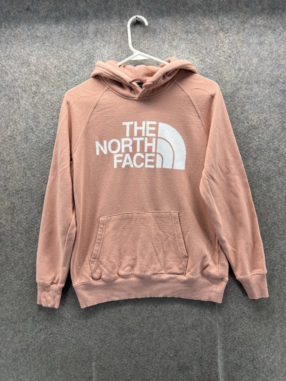The North Face Hoodie Womens Small Pink Fleece Logo Raglan Pullover Sweatshirt